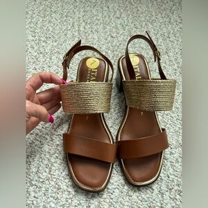 Italian Shoemakers Brown and Gold Sandals